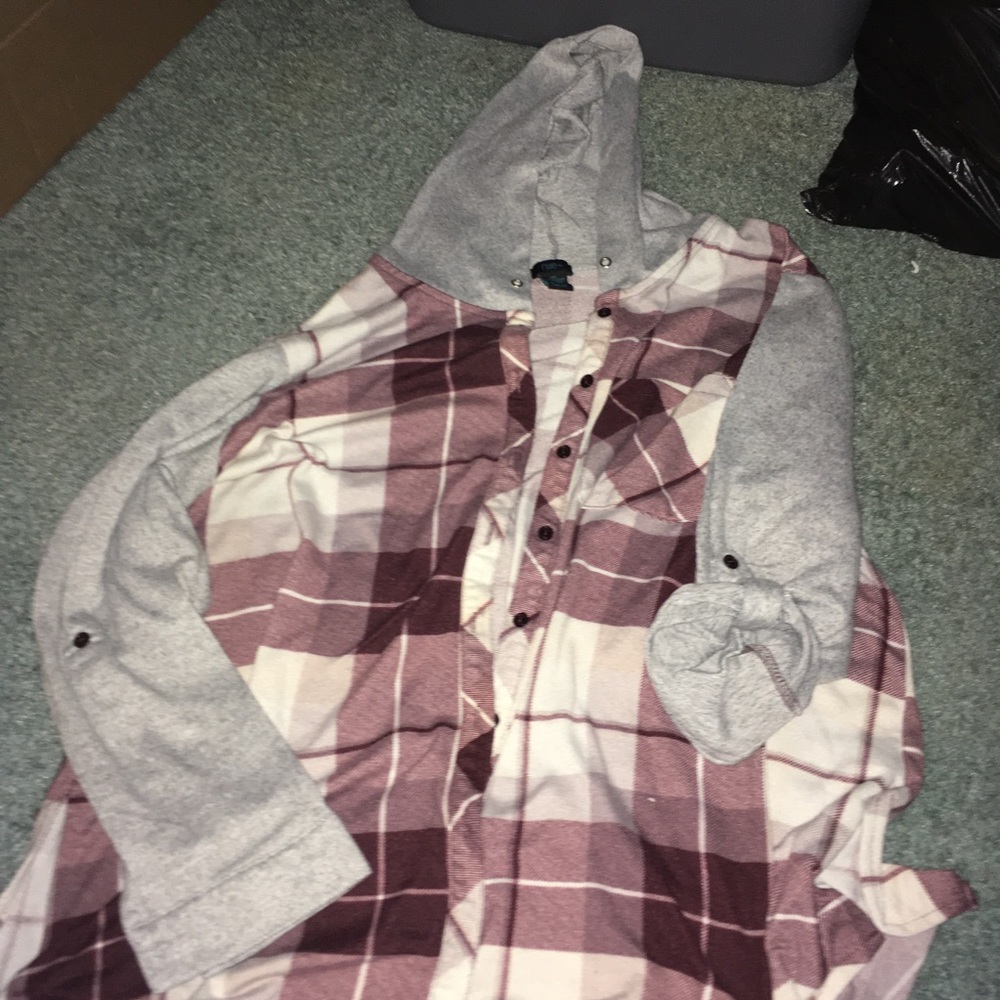 Plaid shirt with hood